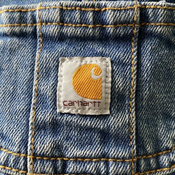 Carhartt Overalls Baby Infant 9 Months Blue Denim Bib Adjustable Strap Snap Leg - Picture 8 of 11